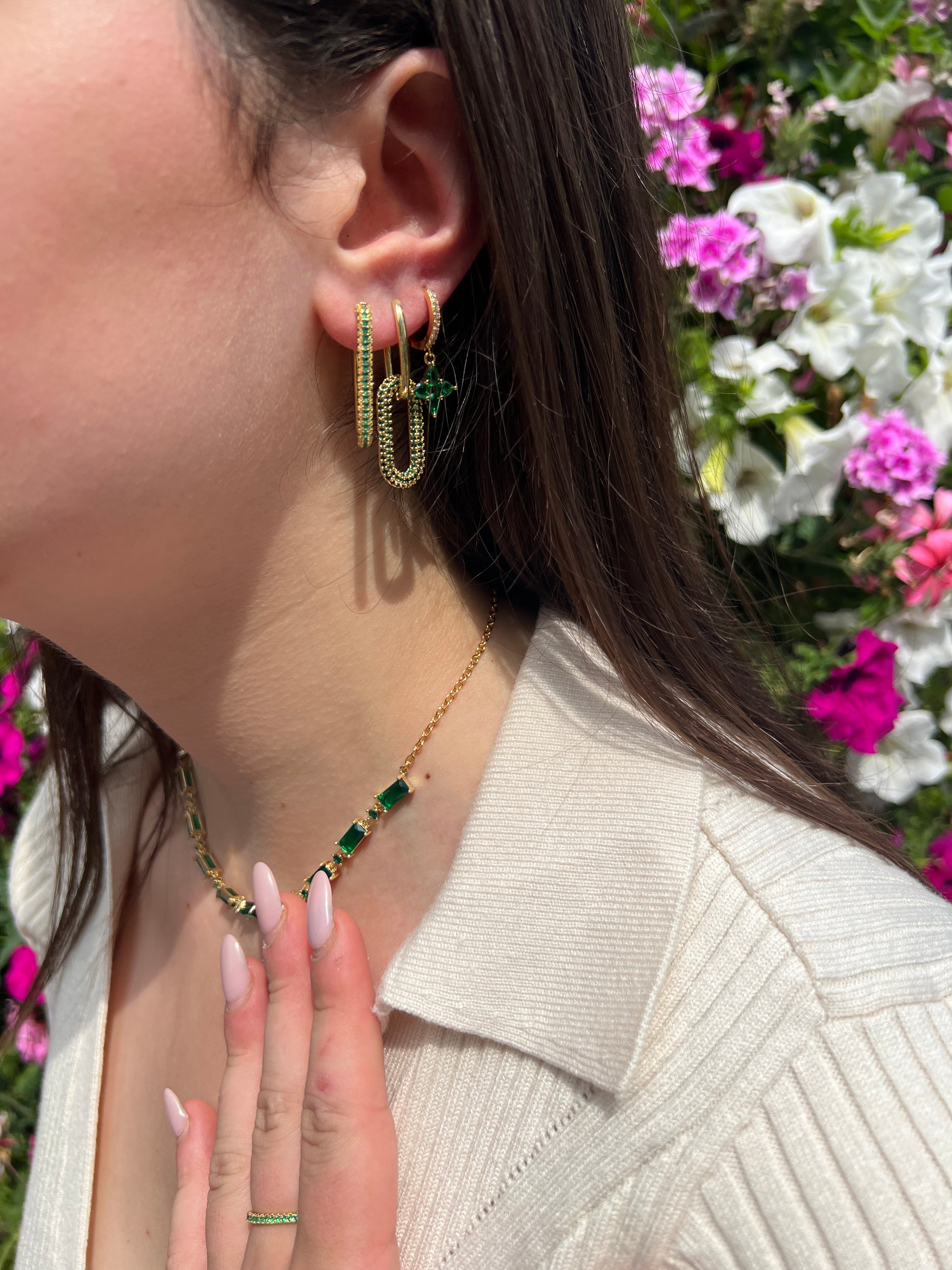 Boucles d'oreilles Noor - Vert Émeraude